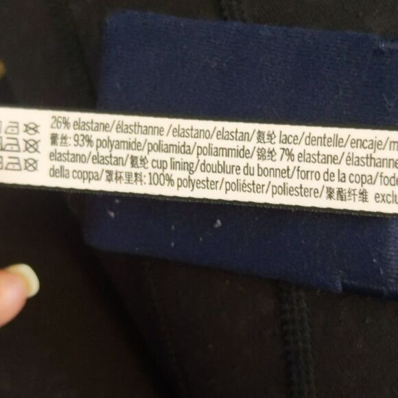 Victoria's Secret navy blue padded lined underwire bra, lace overlay 36DDD - Picture 8 of 9